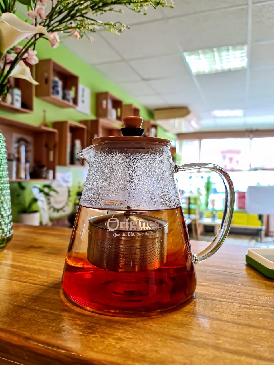 Infuseur à thé Inox et son couvercle en Bambou